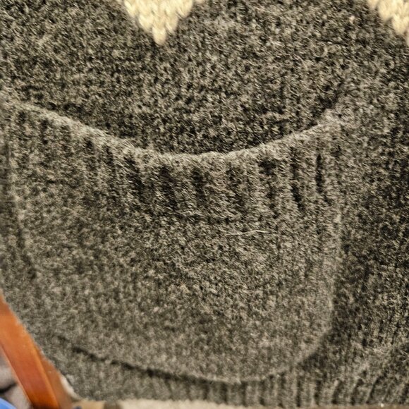 J. Jill Woman Size M Chunky Fair Isle Wool Blend Cardigan Pockets Bead Embellish - Picture 5 of 8